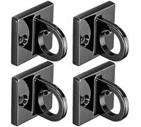 SENRISE Black Pad Eye Plate U Shape Ceiling Hook Metal Wall Staple Ring Hook Loop Queue Barrier Rope Hanging Loop for Movie Theaters Hotels VIP Stanchion Rope (4Pcs)
