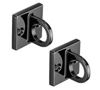 SENRISE Black Pad Eye Plate U Shape Ceiling Hook Metal Wall Staple Ring Hook Loop Queue Barrier Rope Hanging Loop for Movie Theaters Hotels VIP Stanchion Rope (2Pcs)