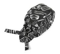 SENRISE Chefs Cap Fashion Kitchen Cook Hats Hotel Chef Waiter Work Cap Canvas Elastic Skull Cap Pirate Cap Professional Catering Chef Hat Bandana Cap Ribbon Cap Turban (Pattern)