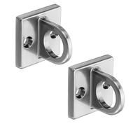 SENRISE Dark Silver Pad Eye Plate U Shape Ceiling Hook Metal Wall Staple Ring Hook Loop Queue Barrier Rope Hanging Loop for Movie Theaters Hotels VIP Stanchion Rope (2Pcs)