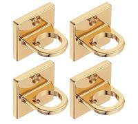 SENRISE Gold Pad Eye Plate U Shape Ceiling Hook Metal Wall Staple Ring Hook Loop Queue Barrier Rope Hanging Loop for Movie Theaters Hotels VIP Stanchion Rope (4Pcs)