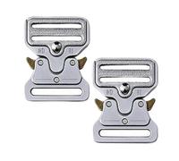 SENRISE Metal Tactical Belt Buckle, 38mm Quick Side Release Buckles, Heavy Duty Clips Snaps Buckle for DIY Bag Backpack Luggage Clothes (2 Pack/Silver)
