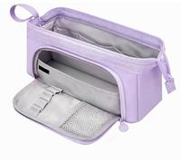 SENRISE Pencil Case Large Capacity Pencil Pouch Modern Minimalist Pen Bag with Zip & Portable Strap for Stationery, School Supplies, Cosmetic - Purple