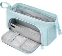 SENRISE Pencil Case Large Capacity Pencil Pouch Modern Minimalist Pen Bag with Zip & Portable Strap for Stationery, School Supplies, Cosmetic - Sky Blue