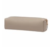 SENRISE Portable Pencil Case Modern PU Leather Pen Case School Supplies Storage Pouch for Stationery, Makeup Brush, Paintbrush - Khaki