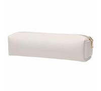 SENRISE Portable Pencil Case Modern PU Leather Pen Case School Supplies Storage Pouch for Stationery, Makeup Brush, Paintbrush - Beige