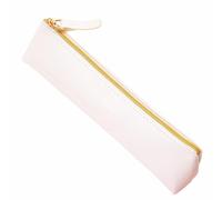 SENRISE PU Leather Pencil Case, Portable Student Supplies Stationery Organizer Slim Design Cosmetic Storage Bag for Home School Office (White)