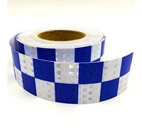 SENRISE Reflective Tape Sticker 3M X 50mm Reflective Warning Tape, High Vis Fluorescent Florescent Tape, Transport Safety Roll Road Tape, Luminous Tape (4 Rolls, Blue&White)