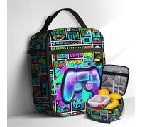 SENROLAN Multicolor Fruit Vegetable Theme Reusable Lunch Box With Adjustable Shoulder Strap, Lunch Tote Bag For Boys 8-12 Teenager