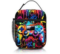 SENROLAN Video Game Lunch Box for Boys Girls Game Lunch Bag for Kids Insulated Portable Reusable Lunch Tote Kit Waterproof Lunch Bag for School Picnic Office Collega Travel Working