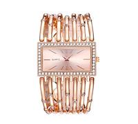 SENRUD Fashion Cuff Bracelet Watches for Women Luxury Rectangular Dial Analog Quartz Wrist Watch Gifts for Ladies, Diamond rose gold, Fashion
