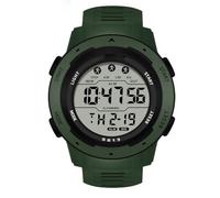 SENRUD Large Dial Outdoor Sports Watch Men's Multi-Functions Digital Watch LED Alarm Stopwatch Waterproof Wrist Watch for Men, Army green, Sport