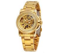 SENRUD Luxury Women Automatic Watch Ladies White Leather Waterproof Automatic Mechanical Skeleton Watch, Gold, Modern