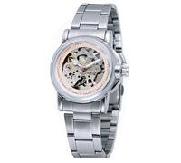 SENRUD Women's Automatic Watches Lady's Stainless Steel Skeleton Waterproof Automatic Wrist Watches Gift for Women, Silver, Modern