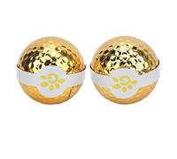 Senrusa 2pcs Golf Ribbon Ball Gold Plated Colored Ribbon Golf Balls for Opening Ceremony and Events