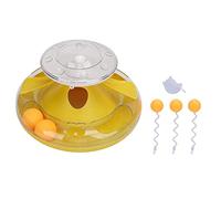 Senrusa Cat Turntable Leakage Toy Circle Tracking Puzzle Food Dispensing Toy for Indoor Kittens (Yellow)