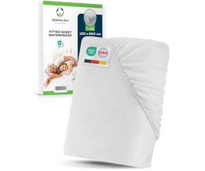 Sensalou Waterproof Fitted Sheet 120x200 cm - Mattress Protector With Cotton Surface - Leakproof, Silent & Breathable - Washable Up to 95 °C - for Kids, Adults & Allergy Sufferers