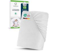 Sensalou Waterproof Fitted Sheet 50x90 cm 2-Pack - Soft Baby Mattress Protector for Crib or Changing Table - Washable Up to 95°C, Breathable, Anti-Allergic, Quiet & Secure Fit for Toddlers and Babies