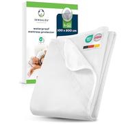 Sensalou Waterproof Mattress Protector 100x200 cm - Extra Wide Single Bed Cover with Elastic Corner Straps, Soft Terry Surface, Hypoallergenic, Breathable, Washable at 95°C, Noiseless, 1-Pack