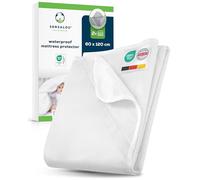 Sensalou Waterproof Mattress Protector 60x120 cm - 2-Pack Toddler Cot Bed Covers with Elastic Corner Straps, Breathable Terry Surface, Hypoallergenic, Washable at 95°C, Quiet Crib Mattress Pads