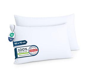 Sensalou Waterproof Pillow Protectors 50x70 cm - 2 Pack in 7 Sizes White Zipped Covers Hypoallergenic Pillow Cases - Anti-Dust Mite Pillowcase