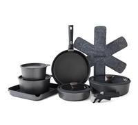 SENSARTE 17 Piece Pots and Pans Set, Nonstick Detachable Handle Cookware, Induction Kitchen Cookware Set with Removable Handle, Healthy Non Stick RV Cookware, Oven Safe (Black)