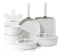 SENSARTE 17 Piece Pots and Pans Set, Nonstick Detachable Handle Cookware Set, Induction Kitchen Cookware Set with Removable Handle, Healthy Non Stick for RV, Dishwasher ＆ Oven Safe, PFOA Free (White)