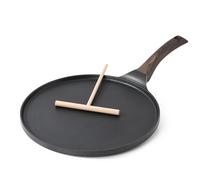 SENSARTE Black Crepe Pan 26 cm Non-Stick Pan Omlette Pan Pancake Flat Pan with Swiss Non-Stick Coating, Bakelite Handle, Induction Compatible, PFOA PFOS Free