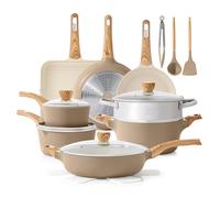 SENSARTE Ceramic Cookware Sets, Pots and Pans Set Nonstick, 20-Piece Induction Cookware, Non-toxic Healthy Non Stick Kitchen Cooking Set with Stay-Cool Handles, PFAS PTFE PFOA PFOS Free