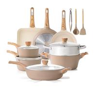 SENSARTE Ceramic Cookware Sets, Pots and Pans Set Nonstick, 20-Piece Induction Cookware, Non-toxic Healthy Non Stick Kitchen Cooking Set with Stay-Cool Handles, PFAS PTFE PFOA PFOS Free