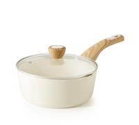 SENSARTE Ceramic Nonstick Sauce Pan with Lid, 3.0 Quart Saucepan with Double Spout, Large Cooking Pot, Non toxic Kitchen Sauce Pot, Non stick Saucier Pan, Induction Cookware, PFOA PTFE PFAS Free