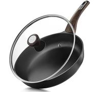 SENSARTE Nonstick Frying Pan Skillet with Lid 24cm Non Stick Omelette Pans, Healthy Kitchen Cooking Chef's Pan with Cover, Free of Intentionally Added PFOA/PFOS, Induction Compatible, Black