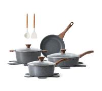 SENSARTE Nonstick Granite Cookware Set 13-Piece, Healthy Pots and Pans Set, Non-Toxic Kitchen Cooking Set with Stay-Cool Handles, Silicone Tools and Pot Protectors, PFAS and PFOA Free