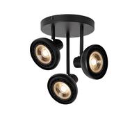 'SENSAS' Dimmable Stylish Rotatable Modern Ceiling Spotlight 3xGU10 Lucide Black One Size