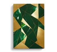 Sensational Abstract Art No.1 Green, Peach, Gold Canvas Print | Gallery Wrapped 30mm Frame Wall Art | 30x20 inches | Ready to Hang | Abstract Still Life Picture | Living Room Bedroom Lounge Office