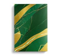 Sensational Abstract Art No.5 Green, Green, Peach Canvas Print | Gallery Wrapped 30mm Frame Wall Art | 30x20 inches | Ready to Hang | Abstract Still Life Picture | Living Room Bedroom Lounge Office