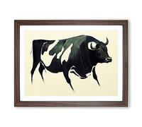 Sensational Cow Abstract Framed Print | A2 Walnut Framed Wall Art | Ready to Hang | Abstract Animal Picture | Living Room Bedroom Lounge Office