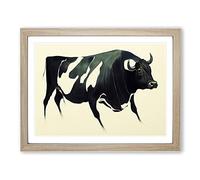 Sensational Cow Abstract Framed Print | A3 Oak Framed Wall Art | Ready to Hang | Abstract Animal Picture | Living Room Bedroom Lounge Office