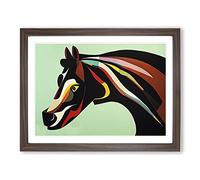 Sensational Horse Abstract WHT Framed Print | A2 Walnut Framed Wall Art | Ready to Hang | Abstract Animal Picture | Living Room Bedroom Lounge Office