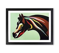 Sensational Horse Abstract WHT Framed Print | A4 Black Framed Wall Art | Ready to Hang | Abstract Animal Picture | Living Room Bedroom Lounge Office