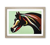 Sensational Horse Abstract WHT Framed Print | A4 Oak Framed Wall Art | Ready to Hang | Abstract Animal Picture | Living Room Bedroom Lounge Office