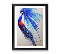 Sensational Peacock Framed Print | A2 Black Framed Wall Art | Ready to Hang | Modern Animal Picture | Living Room Bedroom Lounge Office