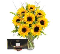 Sensational Sunflowers - Birthday Blooms - Next Day Delivery - Thoughtful Thank You - Anniversary Surprise - Freshly Cut Stems - Celebration Gift (Sunflowers with Luxury Chocolates)