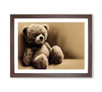 Sensational Teddy Bear Framed Print | A4 Walnut Framed Wall Art | Ready to Hang | Modern Animal Picture | Living Room Bedroom Lounge Office