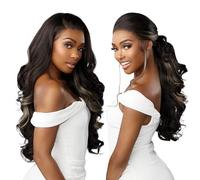 Sensationnel Bare lace 13x6 wigs - unit 8 lacefrontal glueless synthetic 180 degree preplucked hairline (1B OFFBLACK)