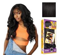 Sensationnel Butta Lace 90Sbangs Glueless Wig Wide Deep Part Synthetic Pre Plucked Hairline 1B Off Black