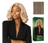 Sensationnel Chicbob Lace Frontwig - Lob Unit 7 Face Framing Glueless Wig Wide 5 Inch Deep Part Synthetic Preplucked Hairline (MUSHROOMASHBLONDE)