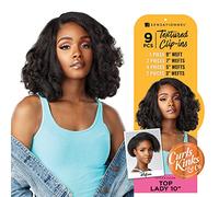 Sensationnel Curls Kinks and co Clip in - top lady 10-inch textured clip in 9 piece pack adds volume protective style - Curls Kinks and Co Top Lady 10 Inch (1B OFFBLACK)