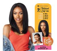 Sensationnel Curls Kinksandco Clip In - Alpha Woman 12 Inch 9 Piece Pack Easy to Use Clips for Natural 3C to 4C Hair (T2/27)