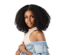 Sensationnel Curls Kinksandco Kinkyedges Wig - Kinky Zigzag Curl 14 Inch Y Part Lace Natural Kinkytexture Edged Hairline for Natural 3C to 4C Hair Textures (1B OFFBLACK)